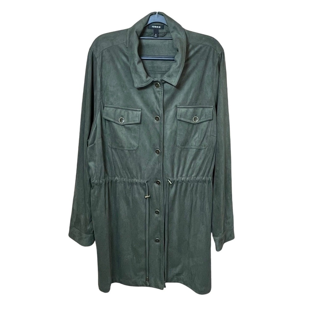 Torrid Green Faux Suede Drawstring Utility Jacket Women 3
